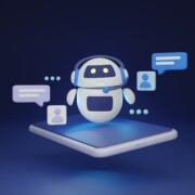 Chatbot 3D illustration concept. Chat GPT app that uses natural language processing to engage in conversation with users. It can assist with tasks, provide information, and help to automate processes.