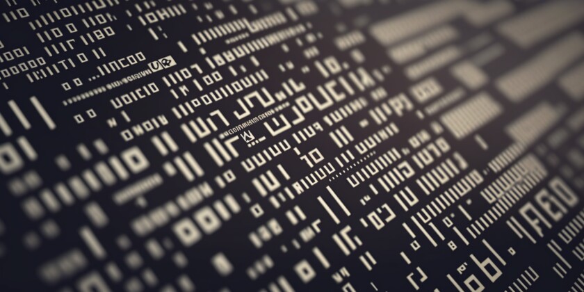 Close up of code on new programming language, concept of Syntax and Algorithm, created with Generative AI technology