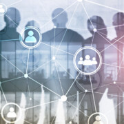 Website header banner. Double exposure people network structure HR - Human resources management and recruitment concept
