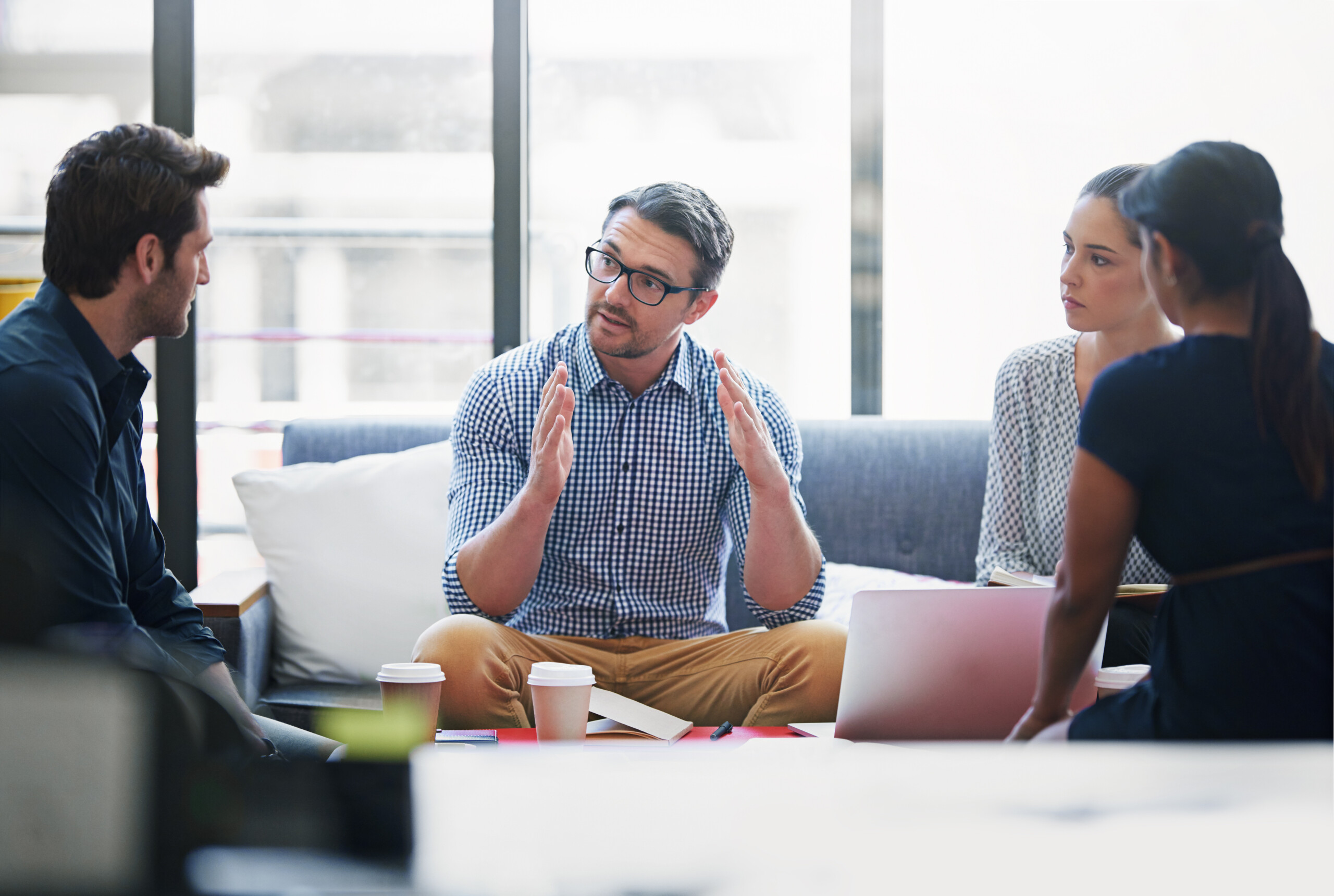 Planning, training and mentor with business people in meeting for strategy, project management or creative. Entrepreneur, brainstorming and teamwork with employees in startup for design collaboration.